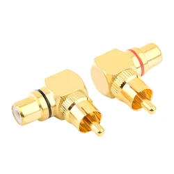 Audiophile RCA Male To Female Plug Copper 90 Degree Angle Audio Adapter