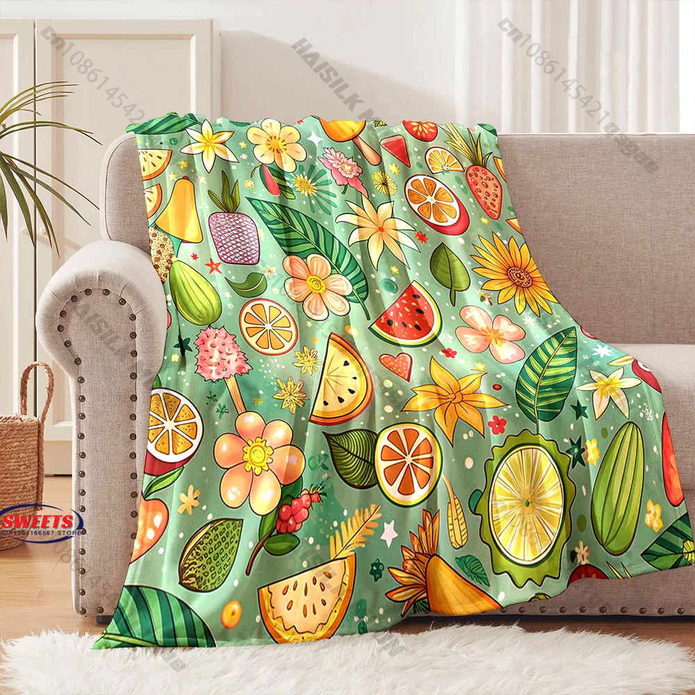 

Colorful Summer Fruits Blanket Multiple sizes kid's and adults' bedroom living room sofa decor blanket, Exquisite gift