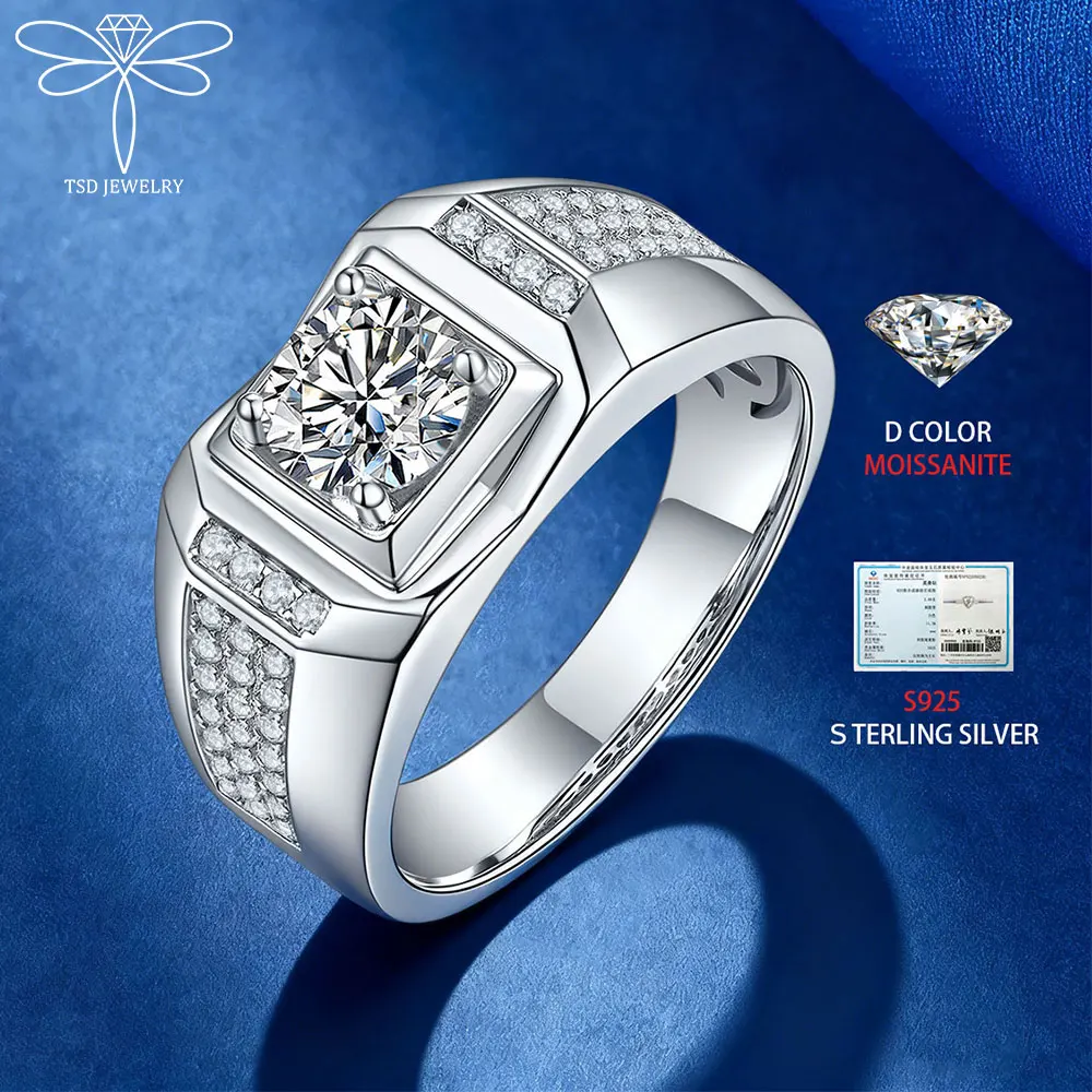 

Мужское обручальное кольцо из стерлингового серебра 925 пробы 1 карат D цвета с муассанитом Eternity Band в стиле хип-хоп Lab со сверкающими бриллиантами, мужские ювелирные изделия