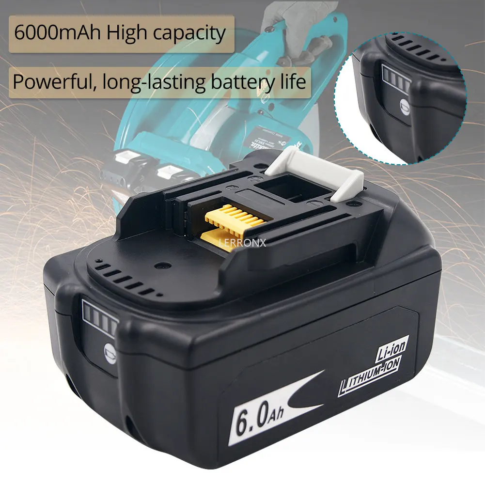 Latest BL1860 18V 6000mAh Lithium Rechargeable Battery for Makita 18v Battery BL1840 BL1850 BL1830 BL1860B LXT 400 194204-5