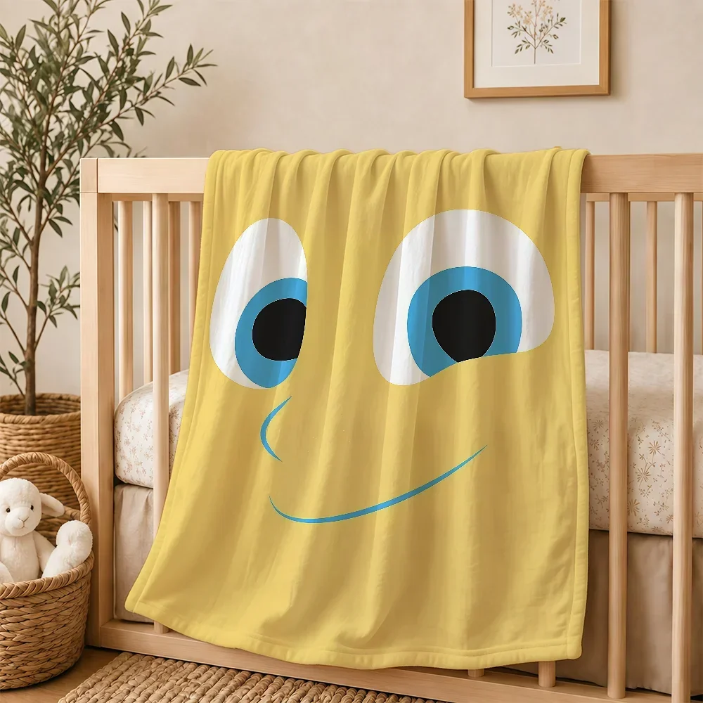 Cute Cartoon Eyes Face Baby Blanket Yellow Nursery Bedding Gift for Newborn Infant Swaddle Wrap