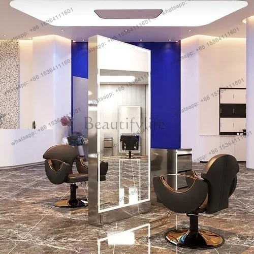 Barber Shop Dressing Table Hair  Hot Dyeing Floor HD Stainless Steel  Mirror Double Mirror
