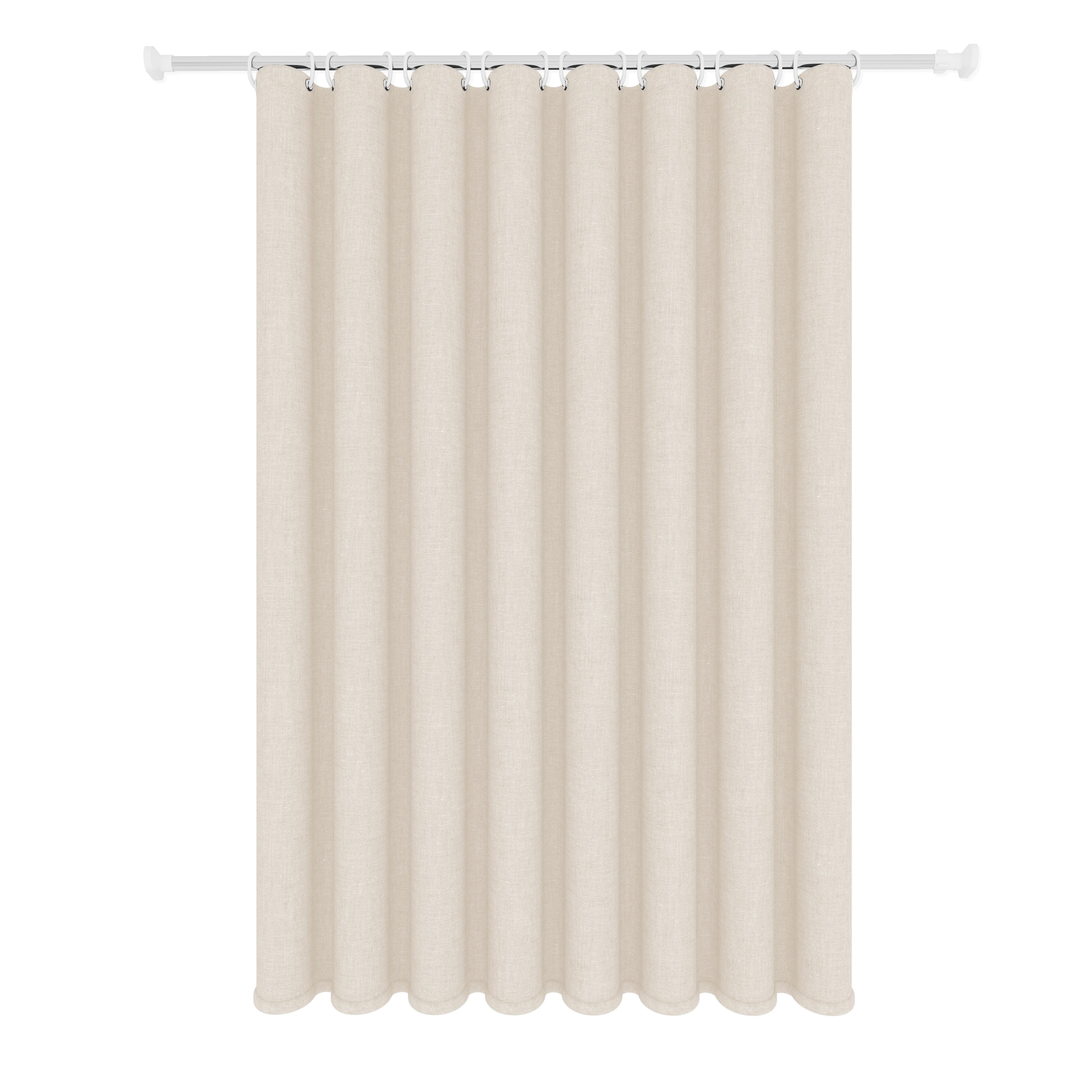 Minimalist Style Linen Texture Beige Shower Curtain - Thick and Substantial Polyester Fabric