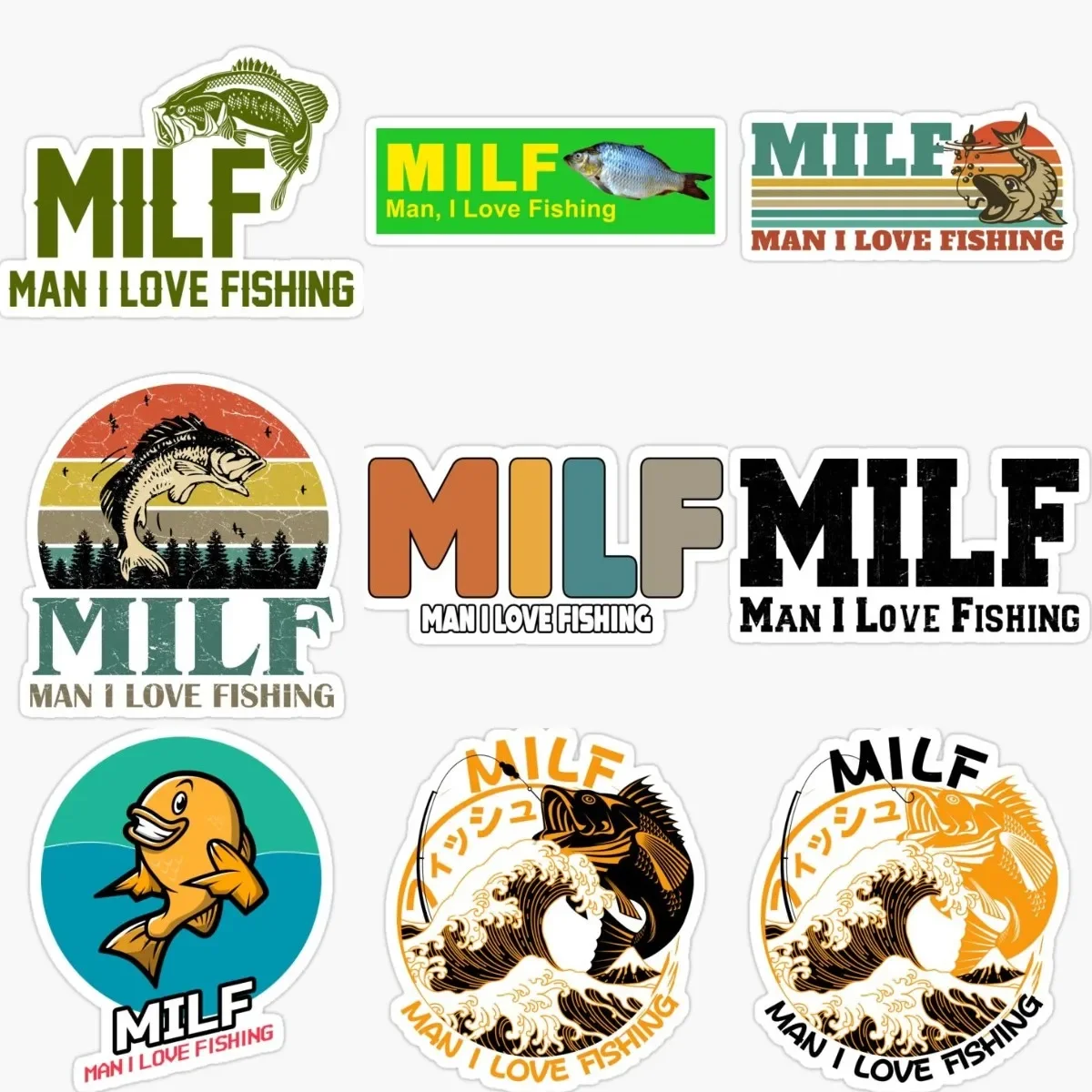 

MILF Man I Love Fishing Creative Personalized Sticker Accessories for Decorate Car Wall Window Laptop Camper Van Truck Off-road