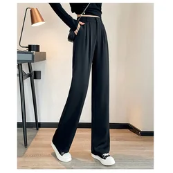 Suit Pants For Women Wide Leg Straight Pencil Pants High Waisted Casual Pants Suit Office Lady Korean Style Y2K Women Trousers