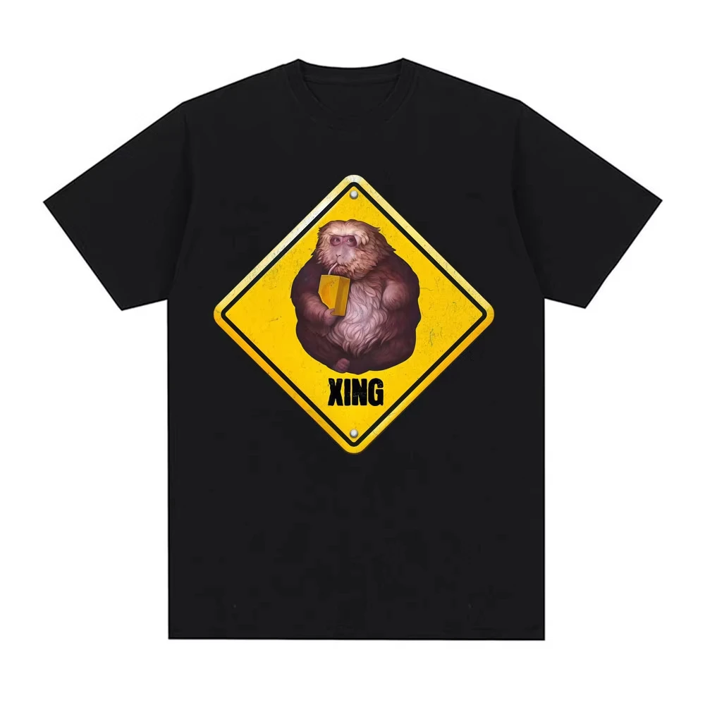 Funny Xing Xing Monkey Meme Graphic T Shirt Crossing Sign Viral Trend Tee Shirt Men Women Fashion Retro Oversized Cotton T-shirt