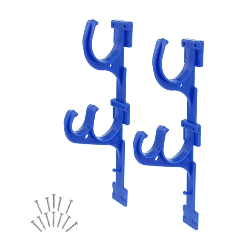 

1 Pair Pool Pole Hanger Plastic Pool Holder Set, Pool Holder with Screws Pole Hooks for Garden Tools, Telescoping Poles
