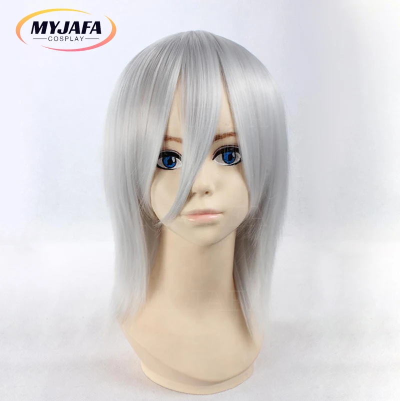 Anime D.Gray-Man Cosplay Allen Walker Cosplay Pruik Korte Zilveren Hittebestendige Synthetisch Haar Pruiken + Pruik Cap