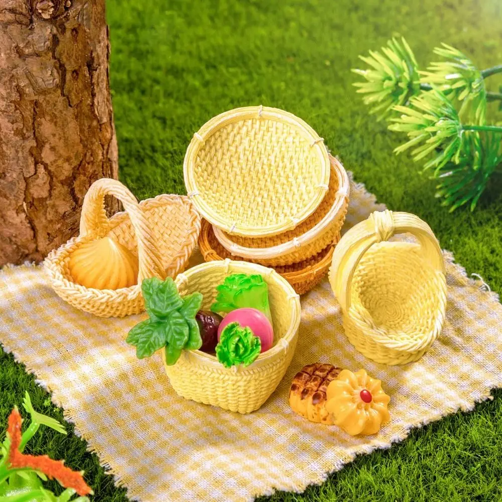 2pcs Resin Bamboo Basket Chair Dustpan 3-4cm Multistyles Dollhouse Miniature Furniture Mini Dollhouse