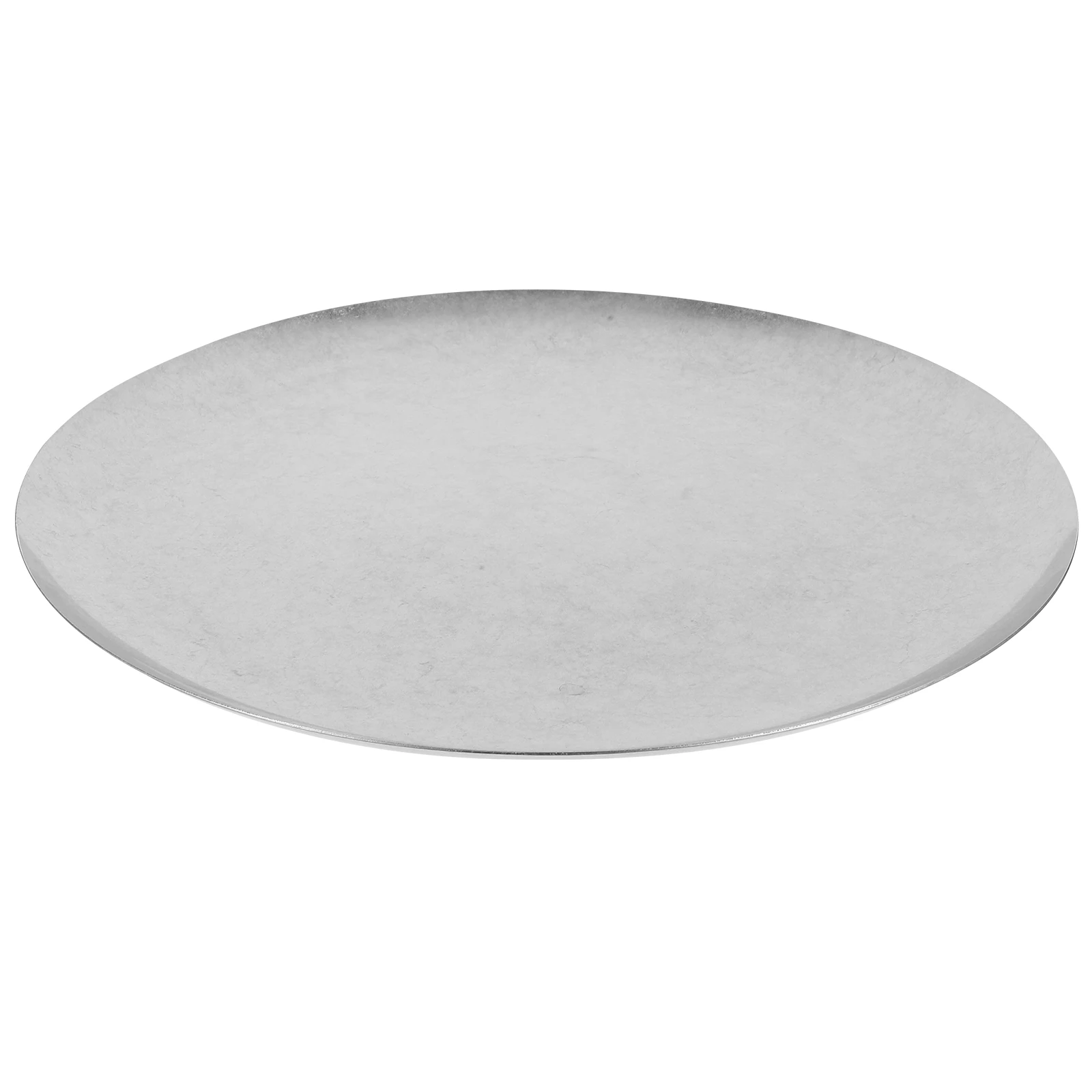 

Vintage Distressed Stainless Steel Round Plate 12.5 Inch Fruit Snack Serving Tray For Breakfast Steak Appetizer Dish