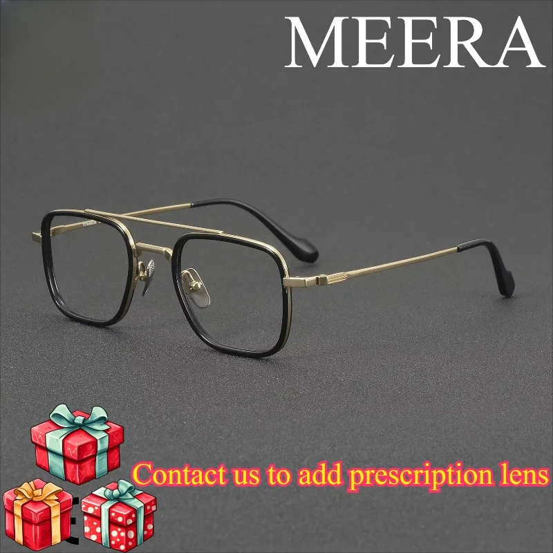

Fashionable Classic Pilot Style Double Bridge Titanium Eyewear Nearsighted Acetate Front Frame Comfortable Temple for Daily Use