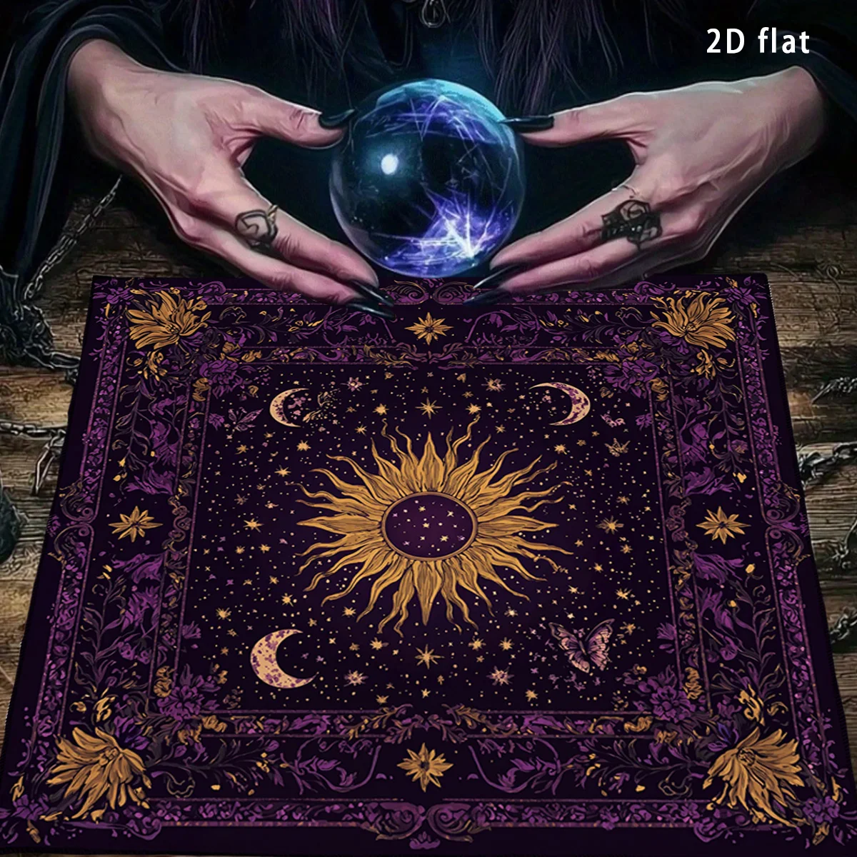 Sun & Moon Divination Altar Cloth Tarot Mat Decor Retro Floral Vines Tarot Tablecloth Game Fortune Astrology Oracle Cards Pads