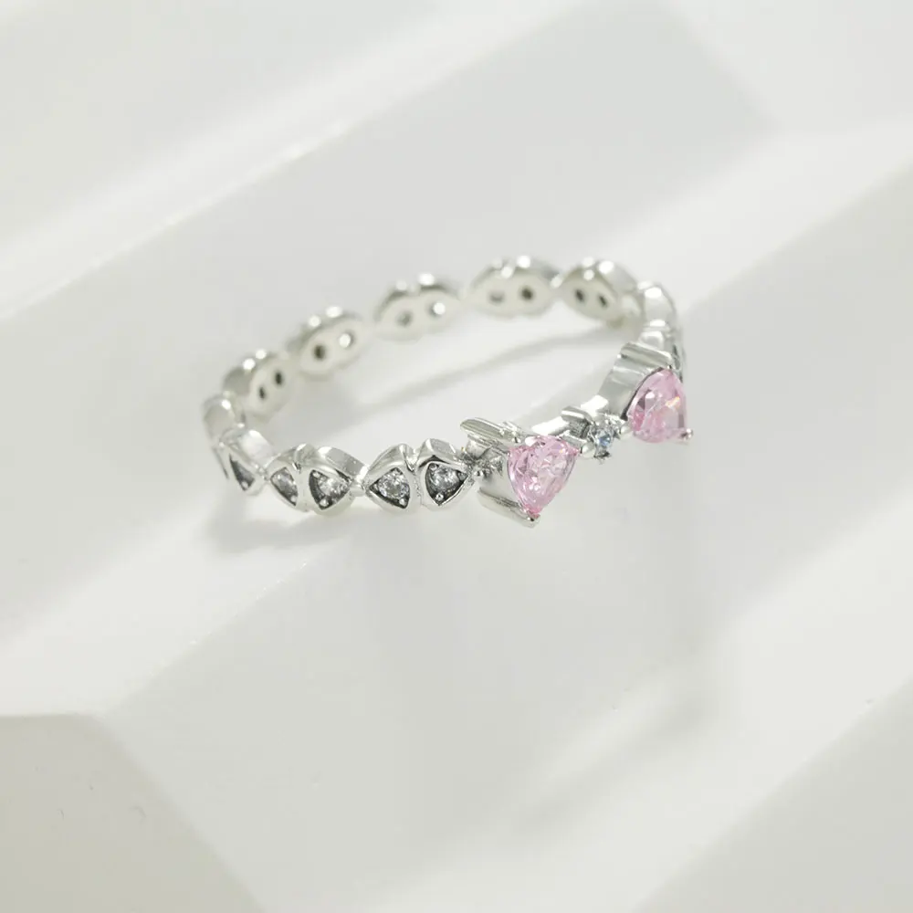 925 فضة تألق الأطواق الدائري الحب القلب للنساء الأزياء والمجوهرات اليراع البرسيم الدائري حزب الذكرى غرامة الهدايا