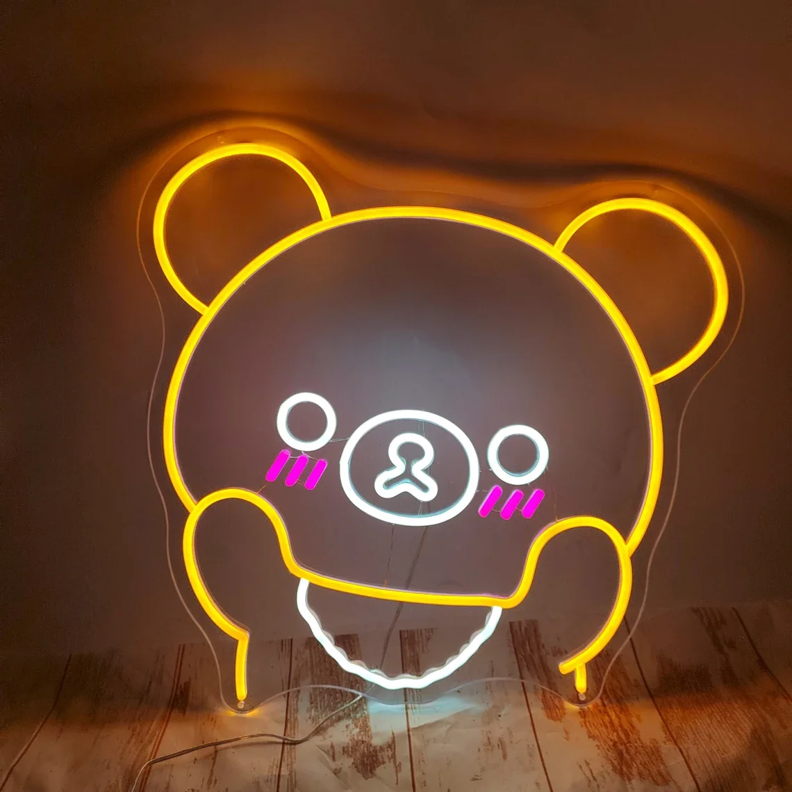 Cute Bear Neon Sign, Cute Animal, Cartoon Fans, Toy Store Signage, Anime LED Sign for Kids,  Bedroom Decor, Gift for Birthday