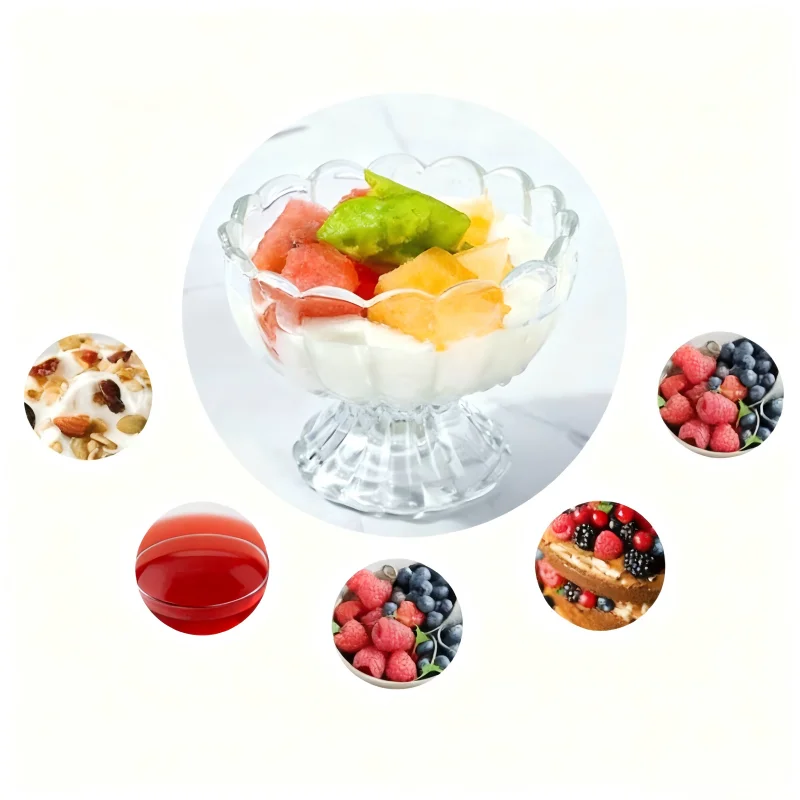 Summer Petal Shape Ice Cream Yogurt Cup Glass Pudding Dessert Cups Nut Snack Fruit Salad Bowl Wine glass For Home Dessert shop - Detail 1