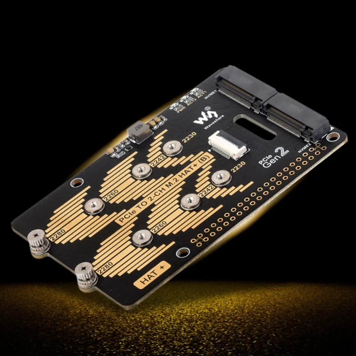 A23G Waveshare PCIe to Dual Channel M.2 Adapter Board Module for Raspberry Pi 5 5Gbps Module Hard Disk Read/Write Faster Module