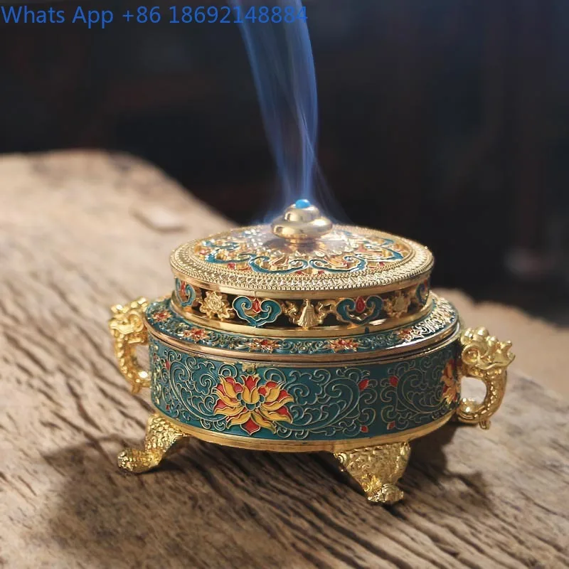 

Enamel Incense Burner Large Antique Style Sandalwood Burner Tibetan Incense Holder Incense Burner Ornament
