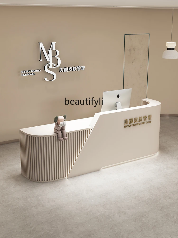 Bar Beauty Salon Cashier Clothing Store Simple Modern Front Desk Arc Training Institution Reception Desk L-Shaped Corner