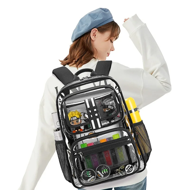 Fashion TPU Transparent Backpack Teen Girls Sweet Cute Jelly Bag Students School Bags Outdoor Waterproof Travel Beach Rucksack