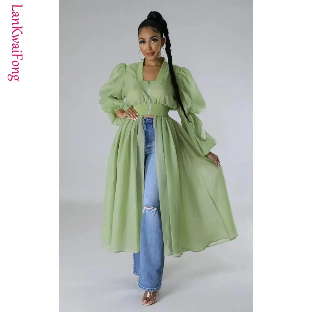

2024 New Women's Dress Elegant Puff Sleeve Irregular Couple Women's Fashion Solid Color Zipper Long Sleeve Slit Dress Women