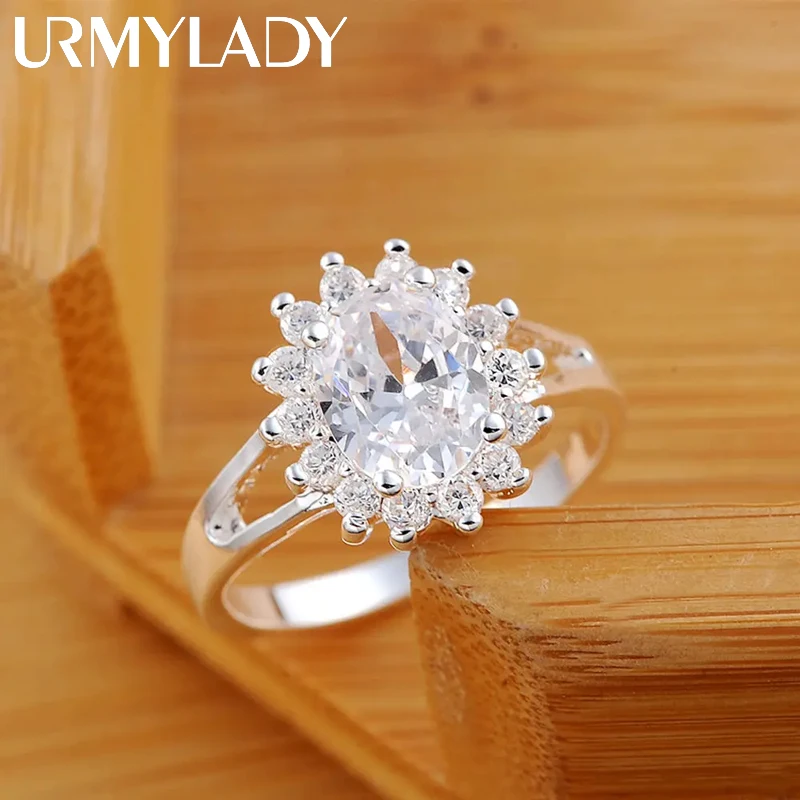 Popularne marki 925 srebro kryształowy kwiat moissanite diamentowe pierścionki dla kobiet moda prezenty ślubne biżuteria