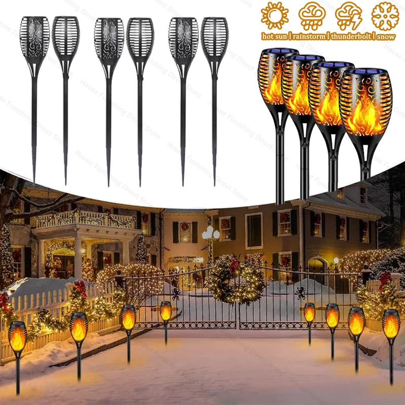 

Solar Powered Flame Torch Light Outdoor Waterproof Flickering Effect for Garden Lawn Pathway Yard Patio Landscape Decoration