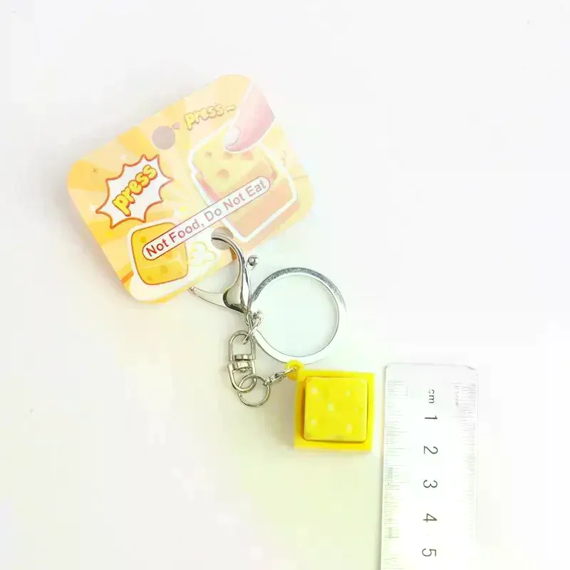 Finger Toys Mini Cheese Keychain Keyboard Stress Relief Fidget Button Cheese Keycap Fidget Clicker Keyboard Pendant 1Pcs