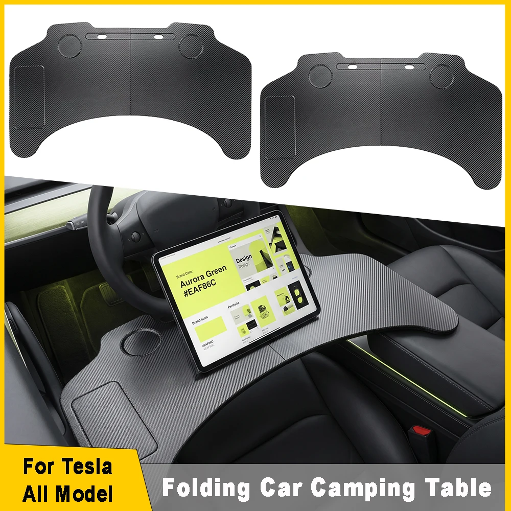 Car Portable Laptop Computer Desk Mount Stand Foldable Dining Table Drink Food Coffee Tray Board For Tesla Model 3 Y S X YL