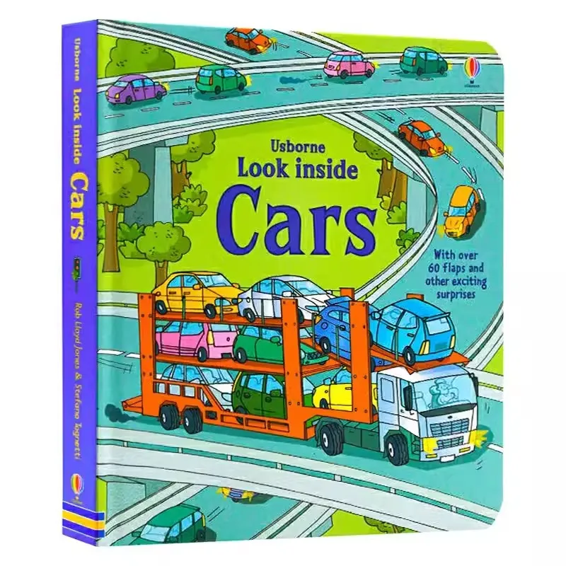 

English 3D Look Inside Cars Picture Book Children Kids Educational Flaps Lift Reading Books Brithday Gift Boy Favors