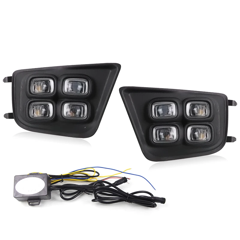 2Pcs Front Bumper Fog Lamp White LED DRL Daytime Running Light Turn Signal Indicator For Toyota Tacoma 2012-2015