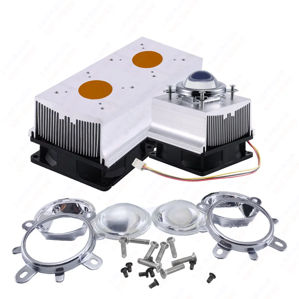 LED Heatsink Cooling Radiator + 60 90 120 Degrees Lenes + Reflector + Bracket + 12V 110V 220V Fans For 20W 30W 50W 100W Chip COB