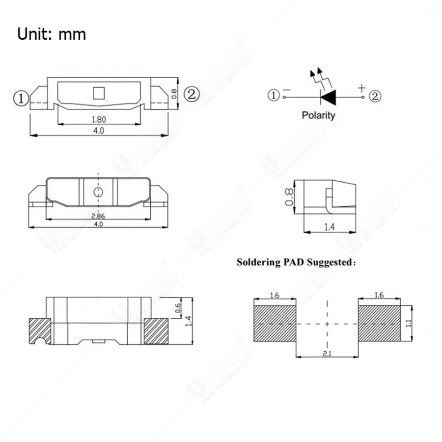 1000 шт. 335 боковой SMD светодиод 4008 4,0*1,8*0,8 мм комплект красный, зеленый, синий, желтый, оранжевый, УФ-светодиодные диоды, лампа, сделай сам, светодиодный чип, освещение, бусина