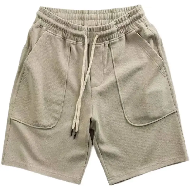 

Casual Cotton Knitted ort Pants Men's Five-Quarter Length Summer Trendy Brand Tee-Quarter Workwear Trousers Straight Leg