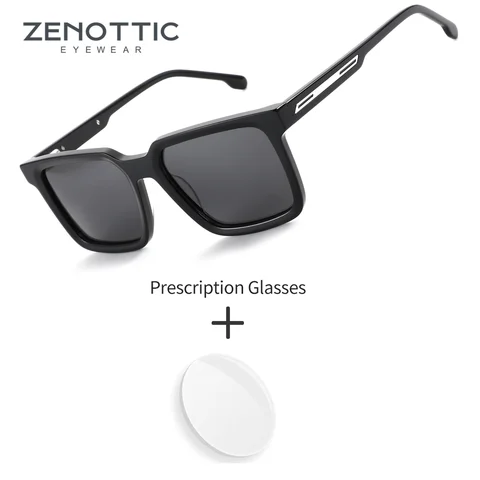 ZENOTTIC Square Acetate Prescription Sunglasses Men Polarized UV400 Protection Coating Retro Driving Shades Eyeglasses