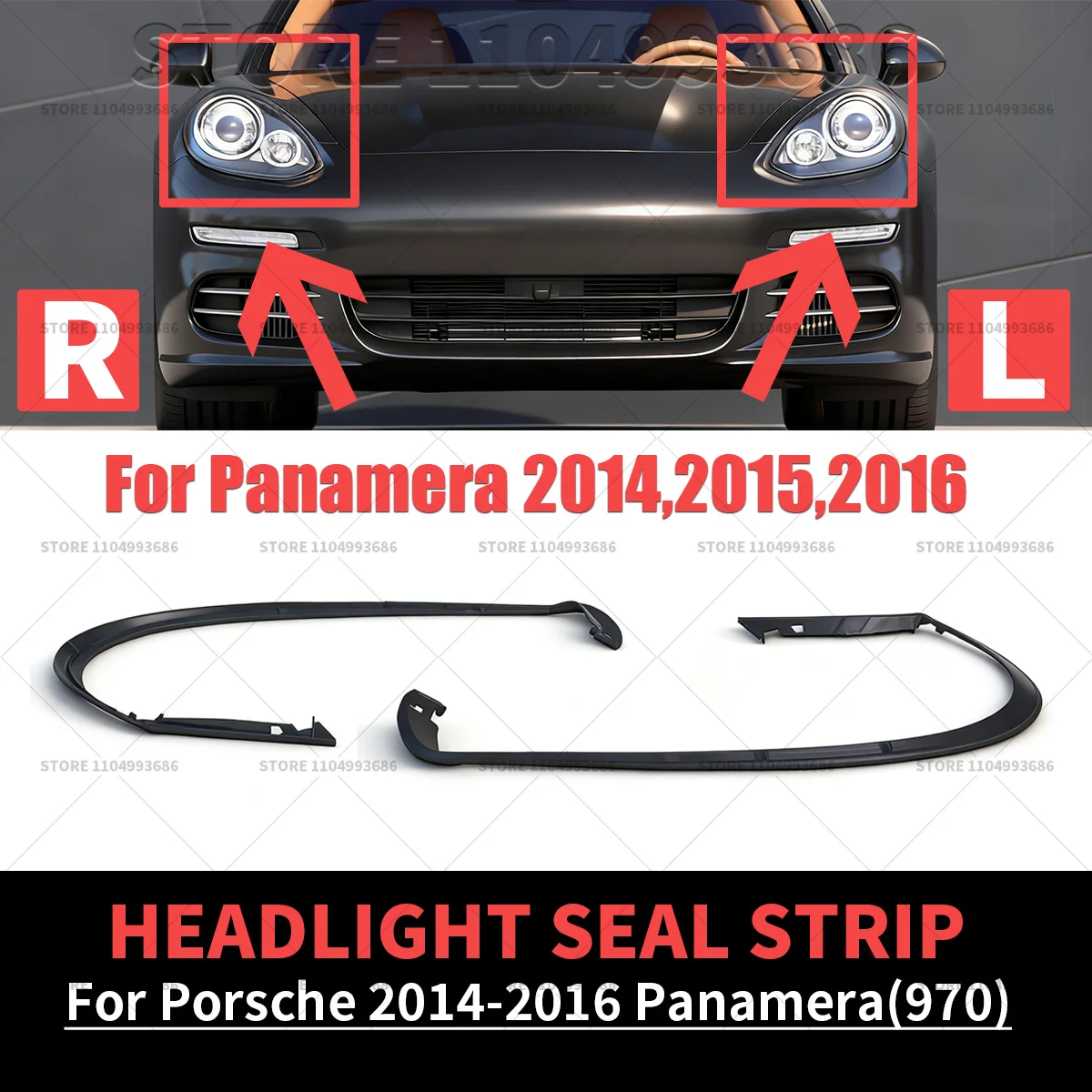 

For Porsche 2014 2015 2016 Panamera 4S Turbo S GTS (970) Car Headlight Rubber Sealing Strip Trim Headlamp Decorative Strip