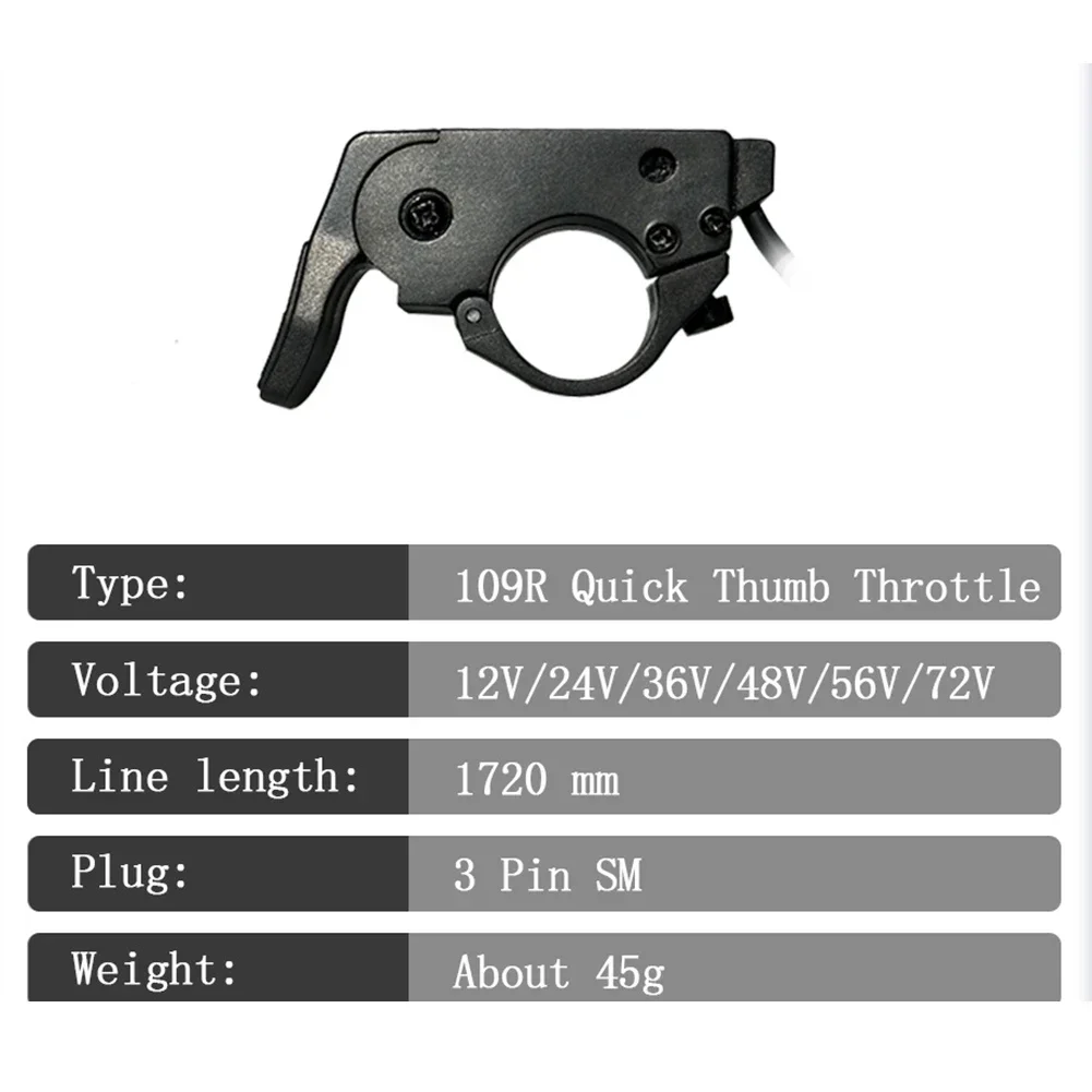 1pc E-Bike Thumb Throttle Lithium Electric Bicycle Moped Quick Release Thumb Throttle WP/SM Connector 109R Waterproof / Common