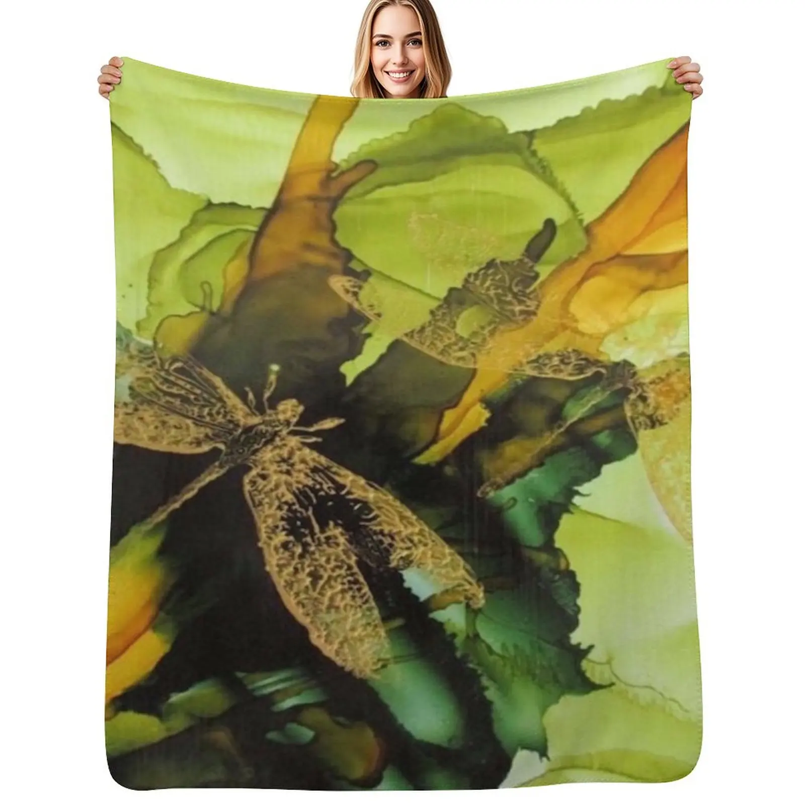 Pretty in Gold - by Barbara Mitchell Throw Blanket Warm Napping Blanket for Office Couch Bed