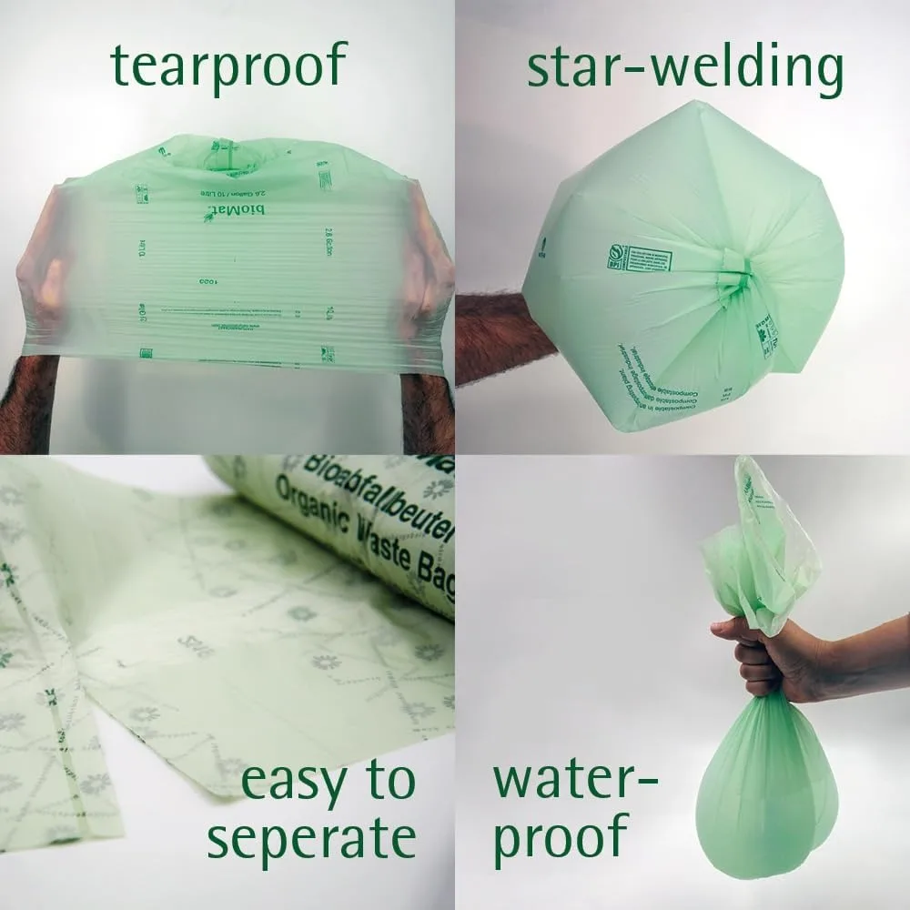 أكياس قمامة قابلة للتحلل سعة 64 جالونًا، عدد 30، كبيرة جدًا لنفايات الطعام، صديقة للبيئة ومعتمدة #6