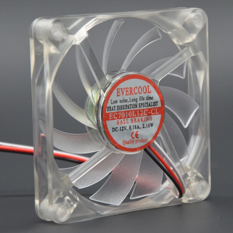 computer led fan 70mm red cpu pc cooling fan slim 10mm thickness 70X70X10 mm DC 12V low noise  0.18A 3300RPM 3-Pin EC7010L12C-CL