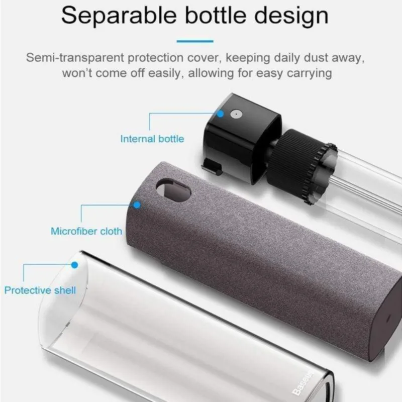 2 in 1 Phone PC Screen Cleaner Spray Bottle Set Mobile Phone Tablet PC Laptop Screen Dust Remover Microfiber Wiper Cleaner Tool