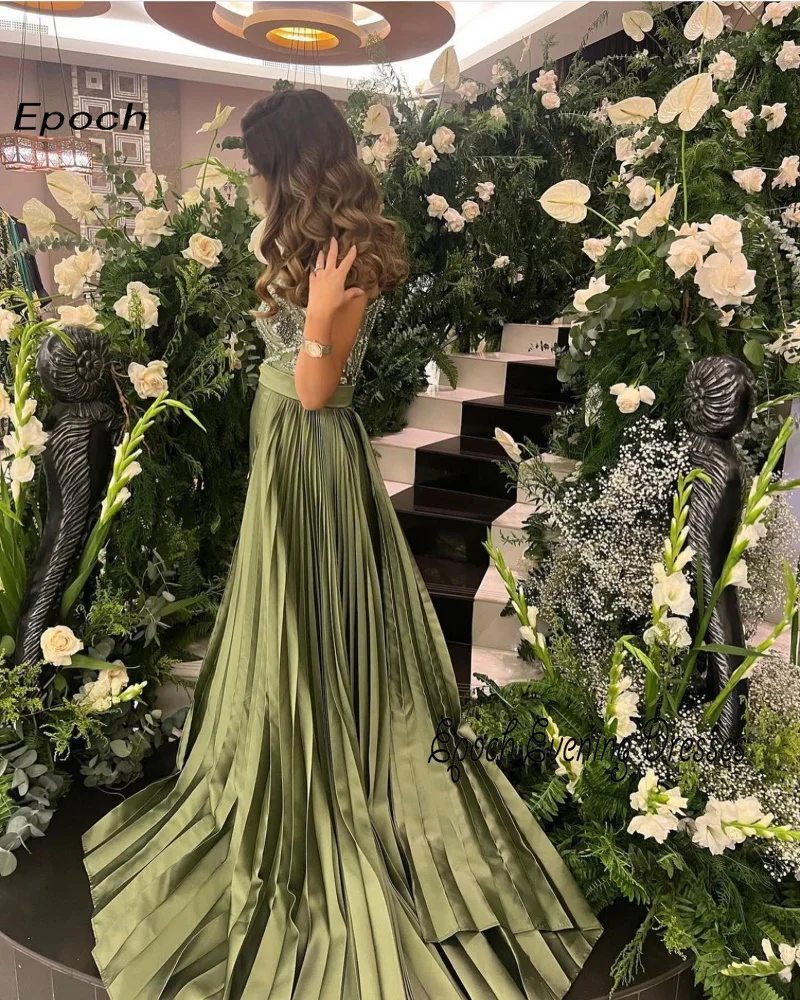 Epoch-Vestido largo de noche para mujer, con lentejuelas plisado traje elegante, sin tirantes, 2024