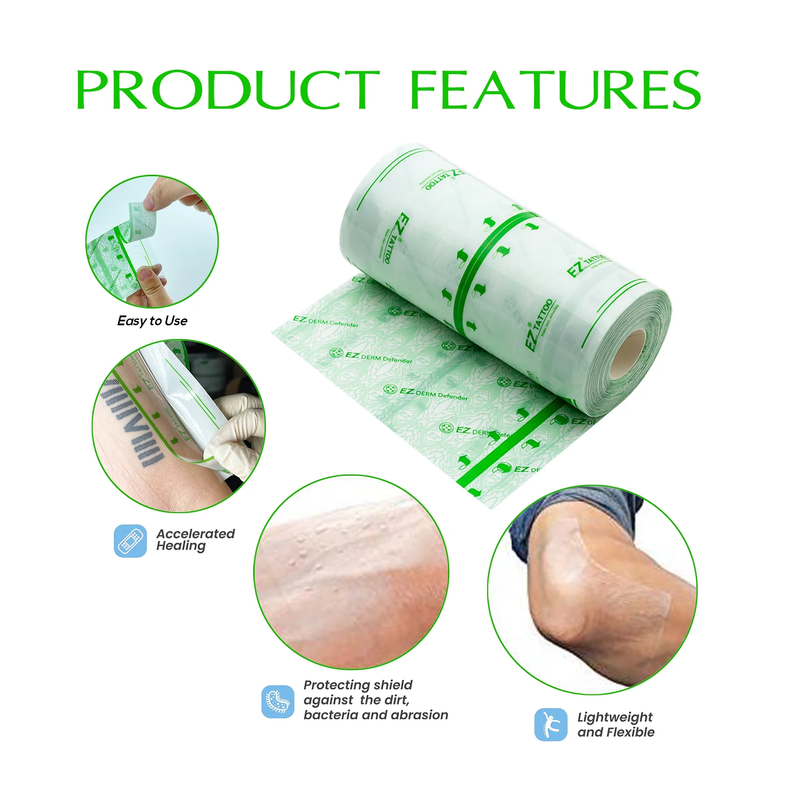 EZ Premium/Regular Derm Defender Tattoo Clear Adhesive Protective Shield Protective Tattoo Film Aftercare Tattoo Supply – Detail 7