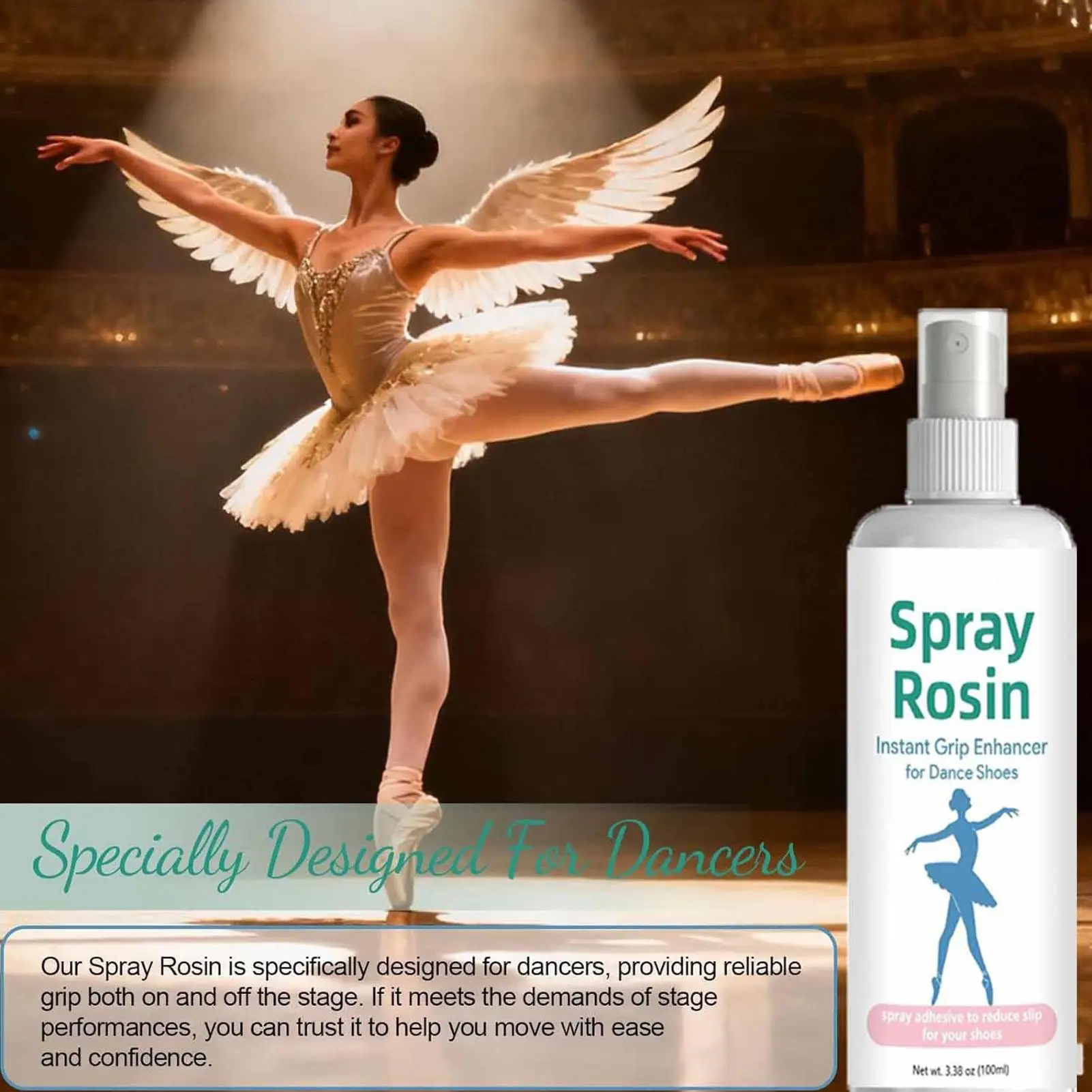 Rosin Spray for Dancers 100ml Non-Slip Portable Long-Lasting Pointe Shoes Grip Enhancer for Class Stage Preparations Auditions