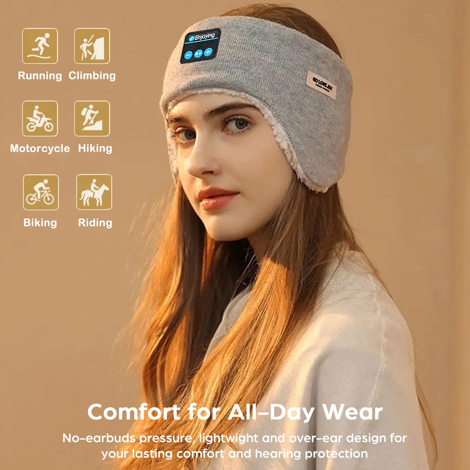 سماعة لاسلكية تعمل بالبلوتوث سماعات عقال الرياضة الموسيقى الشتاء غطاء للأذنين هيئة التصنيع العسكري سميكة الصوف الأذن يفشل غطاء للأذن سماعة رأس بخاصية البلوتوث #3