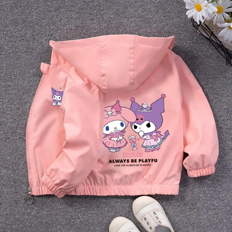 Sanrio Baby Girls Fashion Jackets Children\'s Hooded Coats Cute My Melody Print Outdoor Coats for Kids Autumn New Jacket