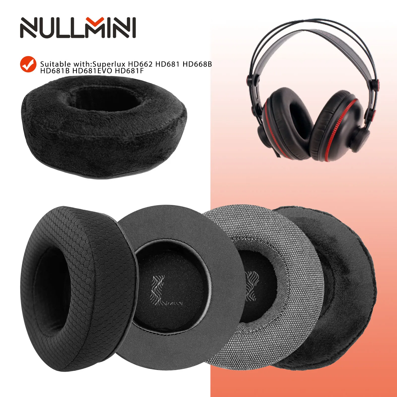 NullMini Replacement Earpads for Superlux HD662 HD681 HD668B HD681B HD681EVO HD681F Headphones Ear Cushion Earmuff