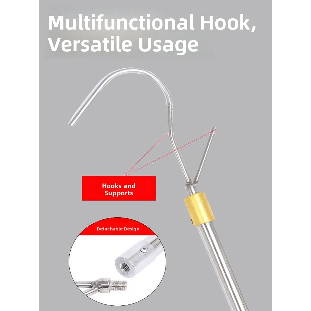 Extended Retractable Clothesline Clothes Drying Rod Multi-Functional Laundry Clothes Picker Long Handle Fork Hook Pick