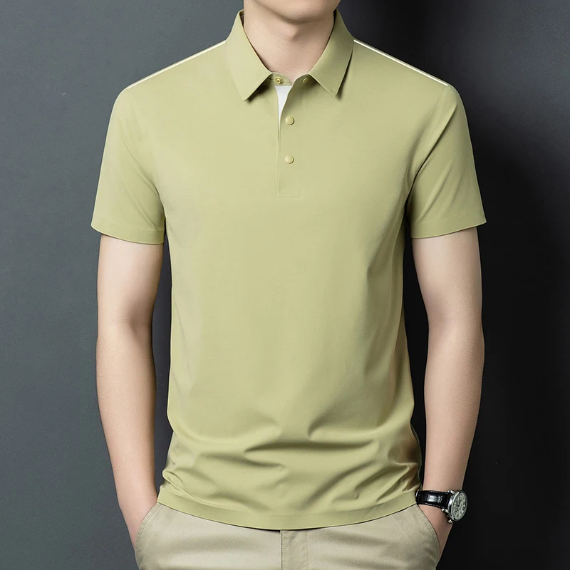 Polymide Elastane Polo Shirts For Men Short Sleeve Amazing Silky Summer High-Quality Soft Comfortable Coolness Camisas De Hombre