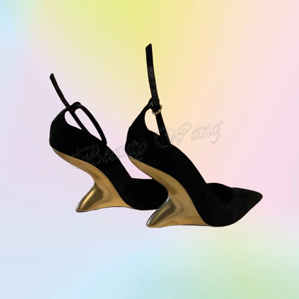 

Black Strange Style Heel Pumps Back Strap Pointed Toe Shoes Thick Low High Heel Shoes for Women Shoes 2025 Zapatos Para Mujere