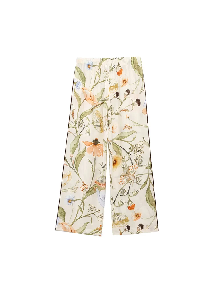 أطقم صيفية للسيدات مكونة من قطعتين 2025 قمصان فضفاضة رفيعة مطبوعة عتيقة ملابس علوية وبنطلون ملابس نسائية للشارع